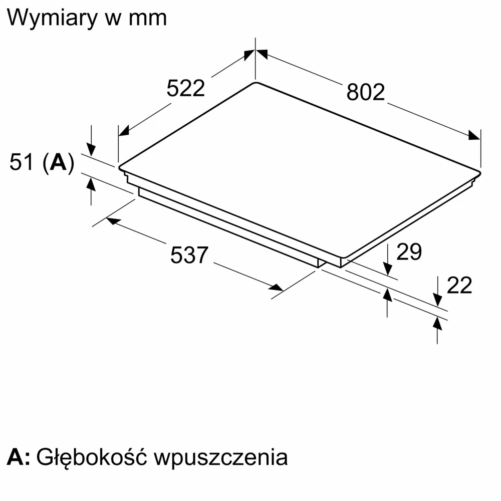 Схема встраивания 1 для варочной панели Siemens ED 851HSB1E